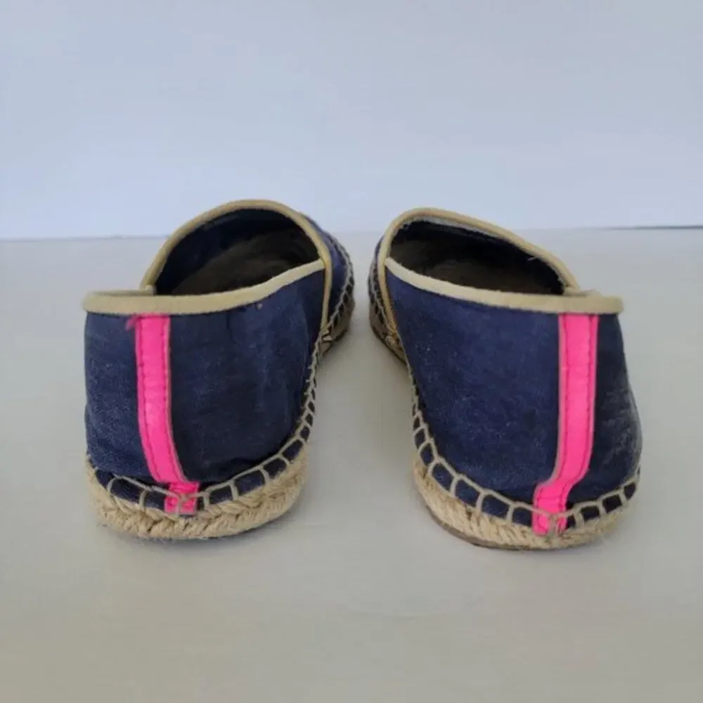 Lilly Pulitzer Lia Espadrilles Seahorse Flat Shoes Womens Size 9 Blue Canvas